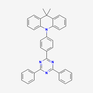 Chemical structure of 10-(4-(4,6-diphenyl-1,3,5-triazin-2-yl)phenyl)-9,9-dimethyl-9,10-dihydroacridine