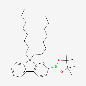 Chemical structure of 2-(9,9-Dioctyl-9H-fluoren-2-yl)-4,4,5,5-tetramethyl-1,3,2-dioxaborolane