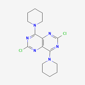Chemical structure of 2,6-Dichloro-4,8-dipiperidino-pyrimido[5,4-d]pyrimidine