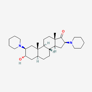 Chemical structure of 2β,16β-Dipiperidino-5α-androstan-3α-ol-17-one