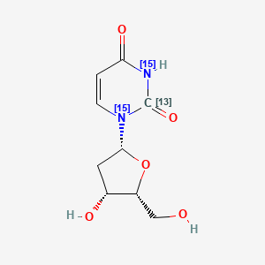 Chemical structure of 2′-Deoxyuridine-13C,1?N2