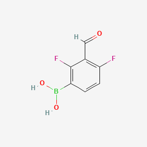 Chemical structure of 2,4-Difluoro-3-formylphenylboronic acid (contains varying amounts of Anhydride)