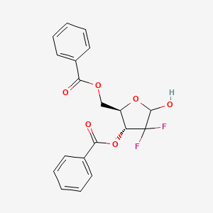 Chemical structure of 2-Deoxy-2,2-difluoro-D-erythro-ribofuranose-3,5-dibenzoate