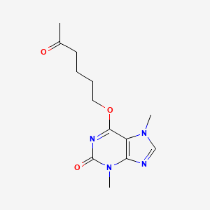 Chemical structure of 3,7-Dihydro-3,7-dimethyl-6-[(5-oxohexyl)oxy]-2H-purin-2-one