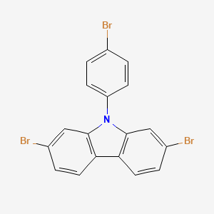 Chemical structure of 2,7-Dibromo-9-(4-bromophenyl)-9H-carbazole