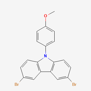 Chemical structure of 3,6-Dibromo-9-(4-methoxyphenyl)-9H-carbazole