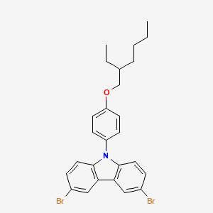 Chemical structure of 3,6-Dibromo-9-[4-(2-ethylhexyloxy)phenyl]-9H-carbazole