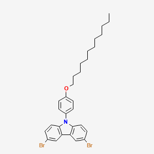 Chemical structure of 3,6-Dibromo-9-(4-dodecyloxyphenyl)-9H-carbazole