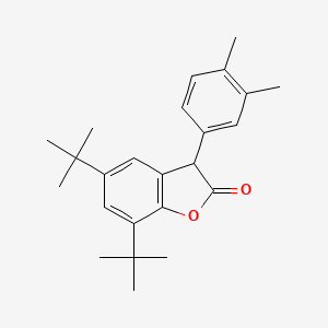 Chemical structure of 5,7-Di-tert-butyl-3-(3,4-dimethylphenyl)benzofuran-2(3H)-one