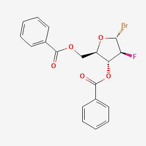 Chemical structure of 3,5-Di-O-benzoyl-2-deoxy-2-fluoro-D-brominated Arabinose