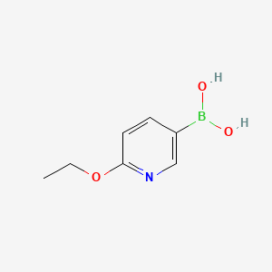 Chemical structure of 6-Ethoxy-3-pyridinylboronic acid(contains varying amounts of Anhydride)