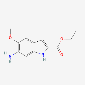 Chemical structure of ethyl 6-amino-5-methoxy-1H-indole-2-carboxylate