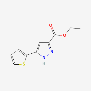 Chemical structure of Ethyl 3-(2-thienyl)-1H-pyrazole-5-carboxylate