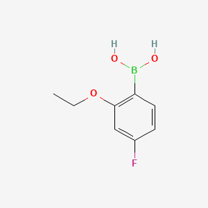 Chemical structure of 2-Ethoxy-4-fluorophenylboronic acid(Contains varying amounts of anhydride)