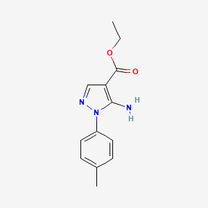 Chemical structure of Ethyl 5-amino-1-(4-methylphenyl)-1H-pyrazole-4-carboxylate