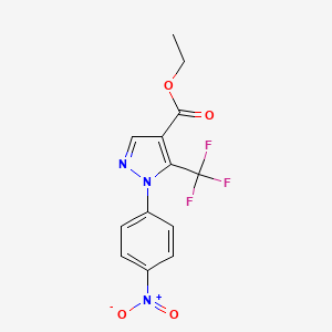 Chemical structure of Ethyl 1-(4-nitrophenyl)-5-(trifluoromethyl)-1H-pyrazole-4-carboxylate
