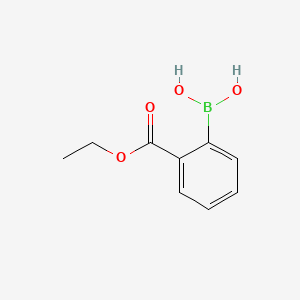 Chemical structure of 2-Ethoxycarbonylphenylboronic acid(contains varying amounts of Anhydride)