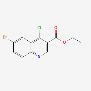 Chemical structure of ethyl 6-bromo-4-chloroquinoline-3-carboxylate