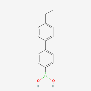 Chemical structure of 4'-Ethyl-4-biphenylboronic acid (contains varying amounts of Anhydride)
