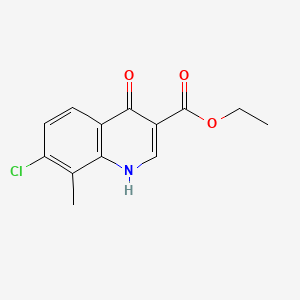 Chemical structure of Ethyl 7-Chloro-4-Hydroxy-8-Methylquinoline-3-Carboxylate