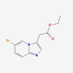 Chemical structure of Ethyl 2-(6-bromoimidazo[1,2-a]pyridin-3-yl)acetate