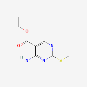 Chemical structure of 4-Methylamino-2-methylthiopyrimidine-5-carboxylic acid ethyl ester