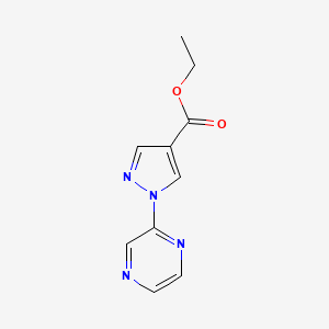 Chemical structure of Ethyl 1-(pyrazin-2-yl)-1H-pyrazole-4-carboxylate
