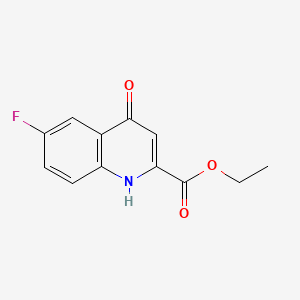 Chemical structure of Ethyl 6-fluoro-4-hydroxyquinoline-2-carboxylate