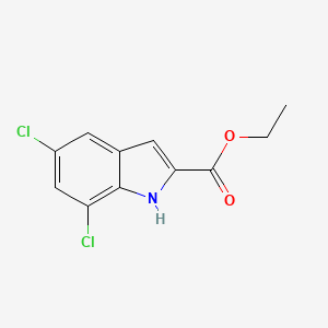 Chemical structure of Ethyl 5,7-dichloro-1H-indole-2-carboxylate
