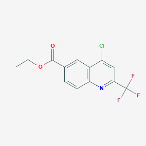 Chemical structure of Ethyl 4-chloro-2-(trifluoromethyl)quinoline-6-carboxylate
