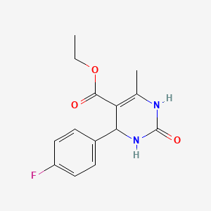 Chemical structure of Ethyl 4-(4-fluorophenyl)-6-methyl-2-(1H,3H)-pyrimidone-5-carboxylate