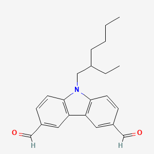 Chemical structure of 9-(2-Ethylhexyl)carbazole-3,6-dicarboxaldehyde