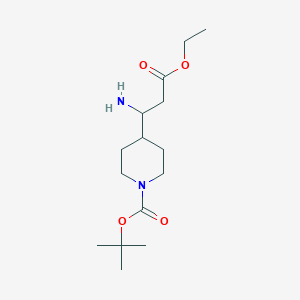 Chemical structure of Ethyl 3-(1-Boc-piperidine-4-yl)-beta-DL-alaninate