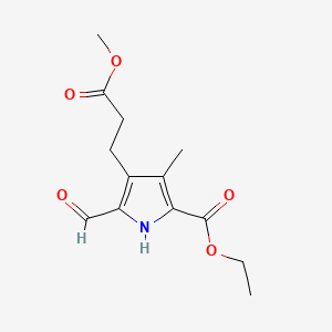 Chemical structure of 5-(Ethoxycarbonyl)-2-formyl-4-methyl-1H-pyrrole-3-propanoic Acid Methyl Ester