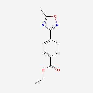 Chemical structure of Ethyl 4-(5-methyl-1,2,4-oxadiazol-3-yl)benzoate