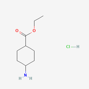Chemical structure of ethyl 4-aminocyclohexane-1-carboxylate hydrochloride