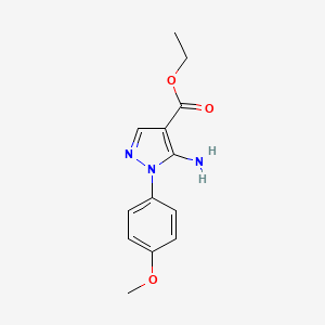 Chemical structure of Ethyl 5-amino-1-(4-methoxyphenyl)pyrazole-4-carboxylate