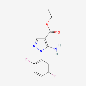 Chemical structure of Ethyl 5-amino-1-(2,5-difluorophenyl)pyrazole-4-carboxylate