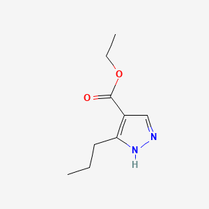 Chemical structure of Ethyl 5-propyl-1H-pyrazole-4-carboxylate