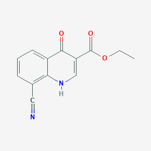 Chemical structure of Ethyl 8-cyano-4-hydroxy-3-quinolinecarboxylate