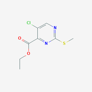 Chemical structure of ethyl 5-chloro-2-(methylthio)pyrimidine-4-carboxylate