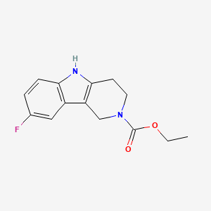 Chemical structure of Ethyl 8-fluoro-1,3,4,5-tetrahydro-2H-pyrido-[4,3-b]indole-2-carboxylate