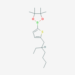 Chemical structure of 2-[5-(2-Ethylhexyl)-2-thienyl]-4,4,5,5-tetramethyl-1,3,2-dioxaborolane