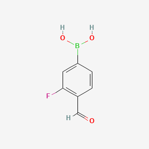 Chemical structure of 3-Fluoro-4-formylphenylboronic acid