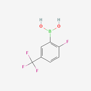 Chemical structure of 2-Fluoro-5-(trifluoromethyl)phenylboronic acid