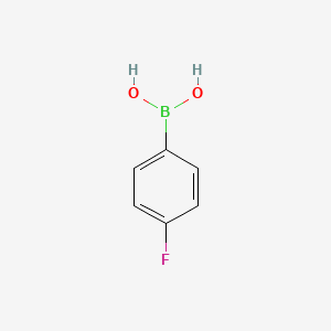 Chemical structure of 4-Fluorophenylboronic acid(contains varying amounts of Anhydride)