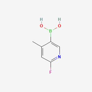 Chemical structure of 2-Fluoro-4-methylpyridine-5-boronic acid