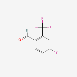 Chemical structure of 4-Fluoro-2-(trifluoromethyl)benzaldehyde