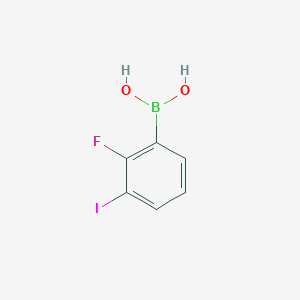Chemical structure of 2-Fluoro-3-iodophenylboronic acid(contains varying amounts of Anhydride)