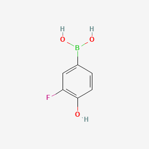 Chemical structure of 3-Fluoro-4-hydroxybenzeneboronic Acid (contains varying amounts of Anhydride)